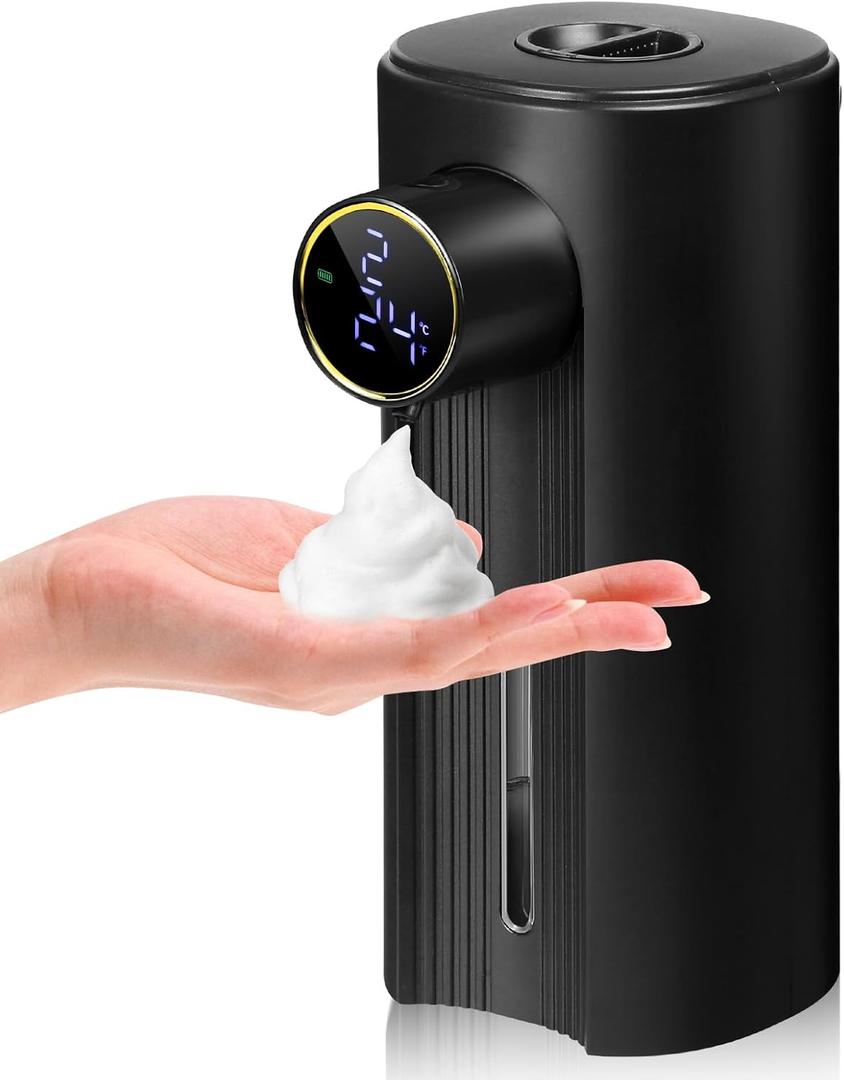 Automatic Soap Dispenser Foam Bathroom: Black Plastic Rechargeable Modern Touchless Countertop 5 Adjustable Auto Smart Electric Foaming Soap Dispenser - Kitchen - Hand Dish Lotion Couple Kids