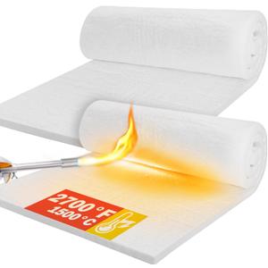 Ceramic Fiber Insulation, 2 Pieces 24"x15.7"x1"Thick, 2600F Fireproof Insulation Blanket for Wood Stove Baffle, Fireplace, Pellet Stove, Chimney, Furnace, Boiler, Pizza Ovens and Forge