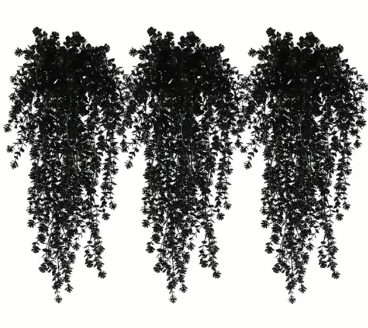 Levemolo Realistic Eucalyptus Hanging Plant Lifelike Artificial Decoration for Halloween Festivities Easy Setup Faux Vines for Spooky Home Decor Eucalyptus Tree, 3 Pack