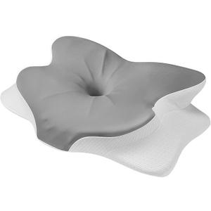 Neck Pillow: relieves Pain Two Height Options Cooling Memory Foam Orthopedic Bed Pillow. (Gray)