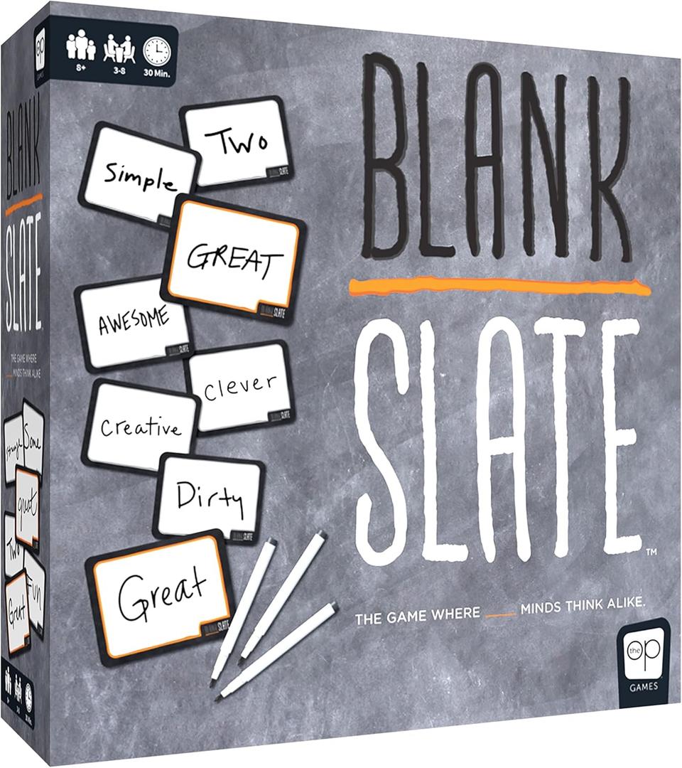 USAOPOLY BLANK SLATE, Where Great Minds Think Alike, Fun Family-Friendly Board Game, Word Association Party Game, Easy to Learn, Fun to Play Family Game Night, 3-8 Players, Ages 8+