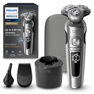 Philips Norelco Shaver Series 9000 Prestige Special Edition, Wet & Dry Electric Shaver, Lift/Cut & SenseIQ Technology, Nose & Precision Trimmer, Qi Pad, Cleaning Pod & Premium Case, SP9842/85 (Bright Chrome)