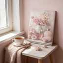 HJYQLN Pink Rose Perfume Canvas Wall Art,French Flower Picture Wall Decor, 24"L x 16"W