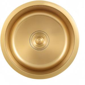 Gold Round RV Sink 14 Inch Undermount Kitchen Single Bowl Sink, SUS304 Stainless Steel Bar Counter Small Sink With Accessories (Gold, 14.2x14.2in)