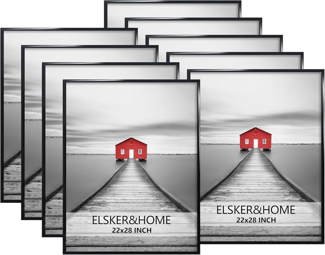 ELSKER&HOME 22x28 Frame, Poster Picture Frames 9 Pack Black for Horizontal or Vertical Wall Mounting, Sturdy and Scratch-proof