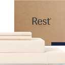REST Evercool+ Cooling Sheet Set, King Size, Snow Ivory, Breathable Bed Sheets for Hot Sleeper and Night Sweats, with Pillowcases, with Ionic+ Self-Cleaning Silver Yarn for Sensitive Skin, 4PCS