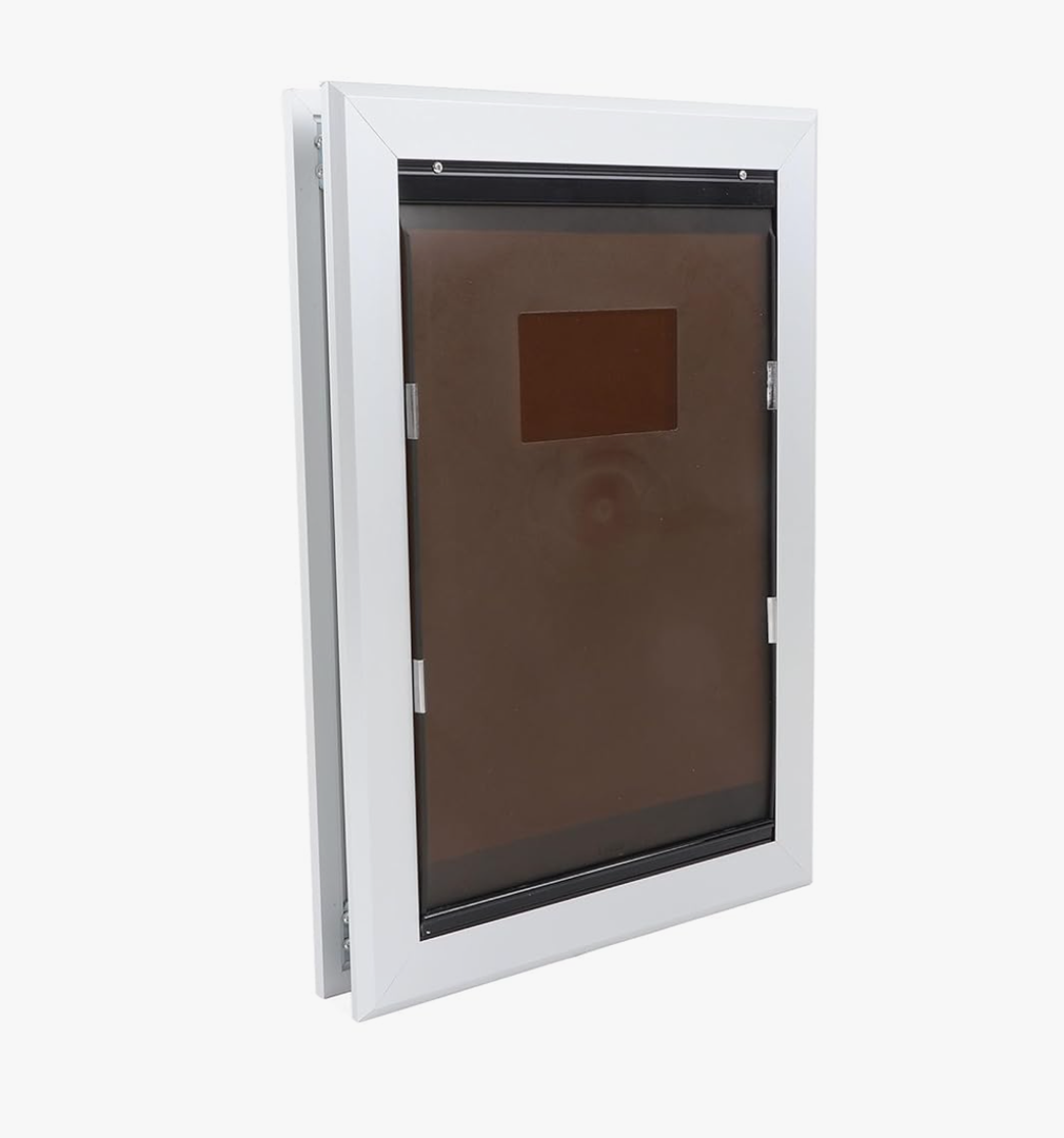 Lockable Dog Door, Flexible Pet Flap Door with Baffle, Aluminum Dog Door for Interior Exterior Doors, Pet Door with Slide in Panel for Control (516x363.5x65mm)