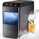 Compact Nugget Ice Maker for Home, Nugget Ice Maker Countertop 37LBS Capacity for Kitchens Portable Self-Cleaning Ice Machine Chewable Pellet, Featuring an LED Display for Easy Operation.