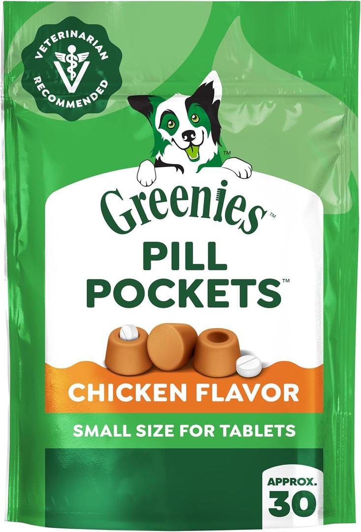 2 x Greenies Pill Pockets for Dogs Small Size, Tablet Pill Treats for Dogs, Chicken Flavor, 3.2 oz. Pouch (EXP 01/03/27)