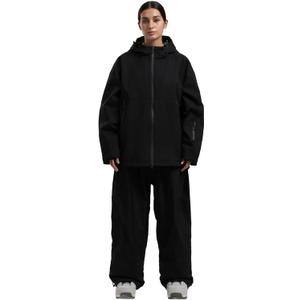 GSOU SNOW Women Ski Jacket and Pants Set Men Snowboard Jacket Baggy Snow Suit Waterproof Windproof Insulation Ski suit (X-Large, Black)