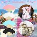 50 Packs White Paper Fans Paper Hand Fan Bamboo Folding Fan Handheld Fan Paper Folded Fan Paper Fan for Wedding Party and Home Decoration