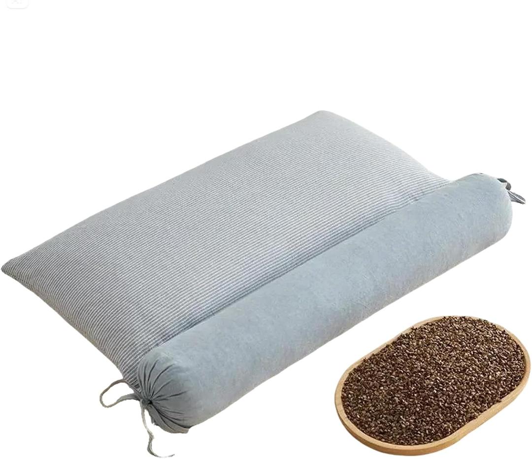 2-in-1 Detachable Innovative buckwheat Pillow, 3 Modes: Skin-Friendly, Breathable, Curve-Fitting, 3-Point Support for Neck/Shoulder/Head, aids Joints, deep Sleep, Multi-Protects Cervical Spine