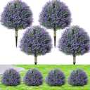 Lunmon Artificial Topiary Ball Trees Outdoor Set of 4, 24 Inch Faux Flower Topiary Bushes Plants with Ground Spikes, UV Resistant Artificial Shrubs for Porch Patio Garden Decor (Lavender,Purple)