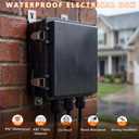Electrical Junction Box, IP67 Waterproof Outdoor Box ABS Plastic Enclosure with Stainless Steel Latches & Brackets, Hinge Black Cover Project Box with Mounting Plate 10.2"x6.3"x4.3"