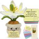 OASSIE Christian Gifts for Women - Positive Crochet Flower with 60 Bible Verses Prayer Cards - Religious Easter Spiritual Birthday Encouragement Gifts for Women Adults Mom Friend Kids Sister Teens