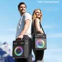Karaoke Machine for Adults, Portable Bluetooth Speaker with 2 Wireless Microphones and Lights Show, Karaoke Speaker with Bass & Treble, Supports for TWS,USB,FM,REC,AUX in,TF Card for Party/Meeting