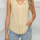 LUXVEER Women's Dressy Casual Blouses Sleeveless V Neck Ruffle Tank Tops 2026 Trendy Summer Ladies Business Work Shirts (M)