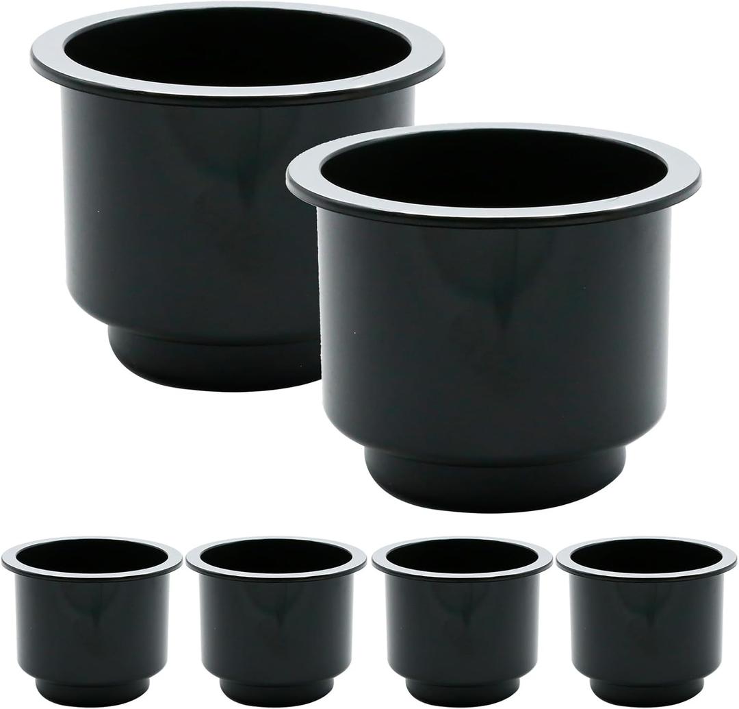 6 Pcs Drop in Cup Holder, 2.8 Inch-4.2 Inch Plastic Inserts Cup Holder for up to 3.6 Inch in Diameters Cups for Table, Sofa, Dashboard, Chair, Seatback