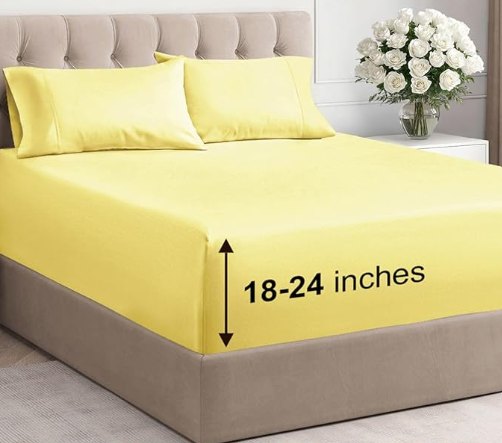 Extra Deep Pocket Queen Sheet Set - 4 Piece Breathable & Cooling Bed Sheets - Hotel Luxury Sheet Set - Ultra Soft, Wrinkle Free & Comfy - Easily Fits Extra Deep Mattresses - Deep Pocket Black Sheets