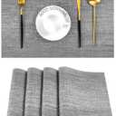 Leetaltree Grey Placemats, Heat Resistant Non-Slip Place mats for Dining Table, Washable Durable PVC Vinyl Woven Table Mats (Set of 4) (C2- Gray)