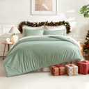 Litanika King Size Comforter Set, 3 Pieces Lightweight Solid Comforter King Size, All Season Fluffy Down Alternative Comforter Bed Set Quilt Blanket, Sage Green, King