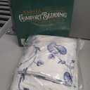 TEXAS LINEN CO. 100% Organic Cotton Printed Sheets Queen Size - 4 PC Organic Cotton Percale Sheets Queen Set (Floral Blue), Cooling & Breathable Sheet, 16" Deep Pocket Hotel Bedding - GOTS Certified