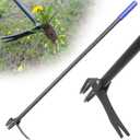 One-Piece Weed Puller Tool 46 Inch with Sand-Textured Stand Up Weed Puller Heavy Duty Manganese Steel 4-Claw Design Dandelion Root Removal Tool for Yard Garden & Lawn