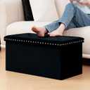 B FSOBEIIALEO Storage Ottoman Cube Folding Tufted Ottomanse, Storage Boxes Footrest for Bedroom, Luxury Velvet Fabric 30 * 15 * 15 Inches Black