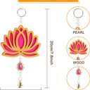 12 Pcs Lotus Hangings Garlands Diwali Floral Wall Hangings Indian Pooja Room Wood Decoration Back Dropper Showpiece for Diwali Temple Home Wall Decor