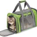 Mr. Pen- Pet Carrier, 17.5" x 11.2" x 11.5", Medium Size, Green, Portable Travel Carrier for Small Pets, Cats & Small Dogs, Breathable Mesh, Safety Inner Leash, Side Pocket & Padded Shoulder Strap