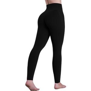 Sunzel Sustainable High Waisted Butt Lifting Leggings with Pockets for Women, No Front Seam Tummy Control Workout Yoga Pants (Medium, Black)