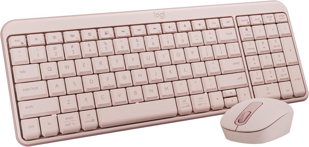Logitech MK250 Bluetooth Wireless Mouse and Keyboard Combo: Fast & Easy Connectivity, Compact Wireless Keyboard, Ambidextrous Mouse, Durable Build - Windows/MacOS - Rose