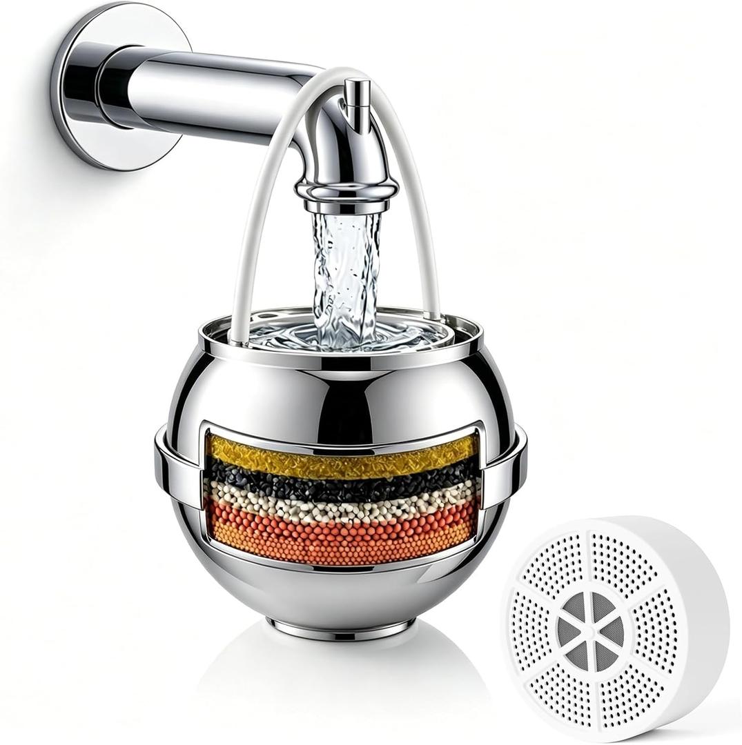Bath Filter for Tub Faucet,Kinder Bathtub Water Filter for Kids & Babies,3000 Gallons Filtration,Hard Water Softener,Removes Chlorine & Fluoride for Healthy Skin, Hair & Nails,Chrome