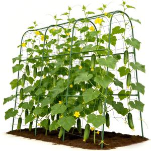 Cucumber Trellis for Climbing Plants Outdoors, U-Shape Garden Trellis for Raised Bed with Netting, Plant Support Structures for Vegetables, Grape, Bean, Tomato, Vines, 48 * 46 inch, Green