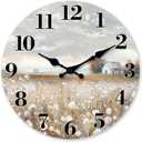 XFM Farmhouse Wall Clock for Living Room Decor 20 Inch Battery Operated Silent Non-Ticking Kitchen Wall Clocks Rustic Country Flower Field Decorative Clock (Beige)