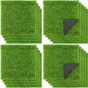 TURSTIN 18 Pieces Artificial Grass Mat 12 x 12 Inch Synthetic Grass Square Mats Indoor Outdoor Patio Flooring Fake Turf Patch Tiles Realistic Grass Rug for DIY Crafts Miniature Garden, Grass Green