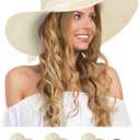 Senker Fashion Sun Hats for Women, Wide Brim Floppy Beach Straw Hat for Summer Travel Vacation Foldable with Sunglasses