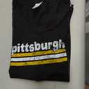 Womens Pittsburgh Pennsylvania Three Stripe Vintage Weathered V-Neck T-Shirt (Small, Black)