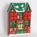 Christmas Wooden Advent Calendar House 2026 with Drawers and Led, Countdown to Christmas Decoration to Fill Small Gifts, red