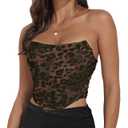 Women's Strapless Boned Mesh Bustier Corset Bodyshaper Crop Top | Vintage Backless Bustier Zip Back Corset Bodyshaper Crop Top