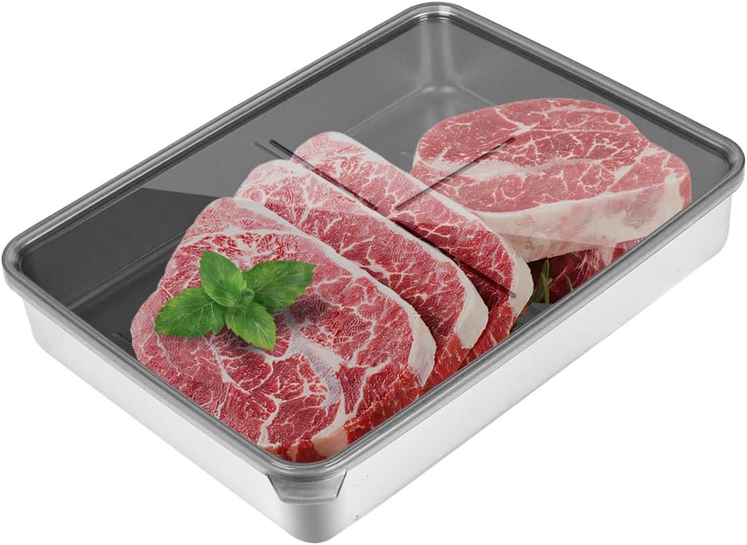 Deli Meat Container for Fridge,Bacon Container for Refrigerator304SS Airtight Food Storage Container,Stackable Fridge Organizer with Locking Lid (BPA Free)