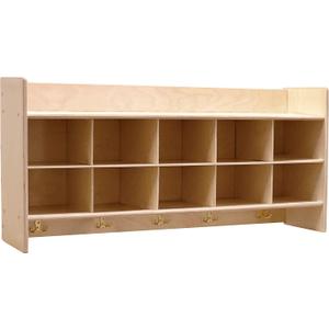 Contender Cubby Storage Organizer Cubes, Daycare Shelves with 10 Cubbies with Hooks and Shelf, Hanging Wall Mount, Furniture for Kids Toys, Classroom, 47-inch Width