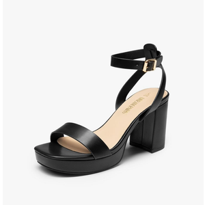 DREAM PAIRS Platform Heels for Women High Block Chunky Open Toe Ankle Strap Heels Fashion Wedding Party Evening Prom Dance Dress Pump Sandals Shoes, Black, Size 7,5