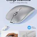 SABLUTE M31 Bluetooth Mouse for MacBook Pro/Air, iPad - Rechargeable Tri-Mode Wireless Mouse for 3 Devices (BT 5.2 + 2.4G), Sleek Silver Slim Silent Mouse for Surface, Windows