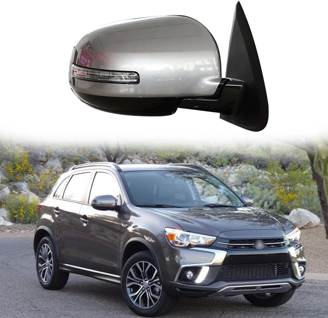 Passenger Side Mirror Replacement Fit for 2013-2020 Mitsubishi Outlander Car Rear View Mirror Side Mirrors Assembly Electric Adjustment, Electric Folding, Turn Light, Heating(Not Fit Outlander Sport)