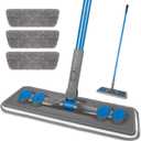 Microfibre Floor Mop for Cleaning Floors, Flat Mop for Laminate Wooden Vinyl Tile, Dust Wet Dry Use for Kitchen Bathroom Wall Cleaning with 3 Washable Chenille Pads