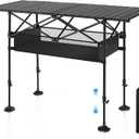 LET'S CAMP Folding Camping Table, Portable Aluminum Roll-up Picnic Backpacking Table with Adjustable Height, Large Storage and Carrying Bag for Picnic, Camping, BBQ, Party, Backyard, Beach, 46.46 x 21.65 x 37.8 inches