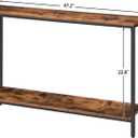 HOOBRO Console Table, 47.2" Narrow Entryway Table, Sofa Table with Shelf, Entrance Table for Living Room, Hallway, Foyer, Corridor, Office, Metal Frame, Rustic Brown and Black BF20XG01G1