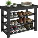 SONGMICS Shoe Rack Bench, 4 Tier Bamboo Shoe Storage Organizer, Entryway Bench, for Living Room, Bathroom, Bedroom, 11.3 x 27.6 x 20.5 Inches, Ink Black ULBS370BH01