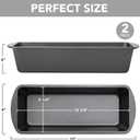 Tiawudi Extra Large Bread Pan, 13" x 5" Long Loaf Pan, Nonstick Baking Pan, Rectangular Loaf Tin, Set of 2 (Gray)